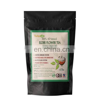 Customizable Design Ziplock Reusable Flat Bottom Stand-Up Foil Tea Pouches Tea Packaging Pouch