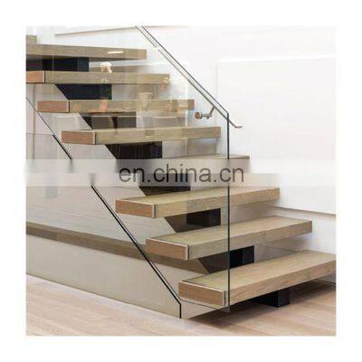 Custom Foshan Factory CBMMART Mono Beam Wooden Stairs With Steel Straight Stringer