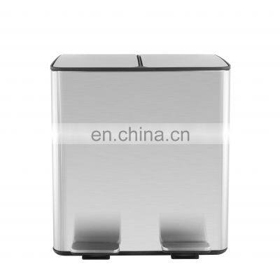 40L 60L stainless steel trash and recycle bin two compartments