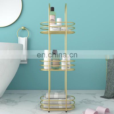 Household 3 Tier Standing Stainless Steel Bathroom Corner Rack Gold Black Bathroom Corner Shower Shelf