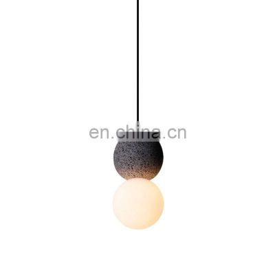 European Cement Bedside Pendant Lamp LED Small Ceiling Hanging Lamp for Living Room Bedroom Home Chandelier