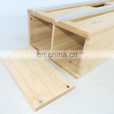 Kitchen Foil and Plastic Wrap Organizer-Bamboo Bamboo wrap dispenser with cutter Food wrapping dispenser