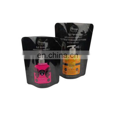 Refillable Glossy Black Stand up Pouch Plastic Liquid Hand Soap Packaging With Own Logo Printed photo-5
