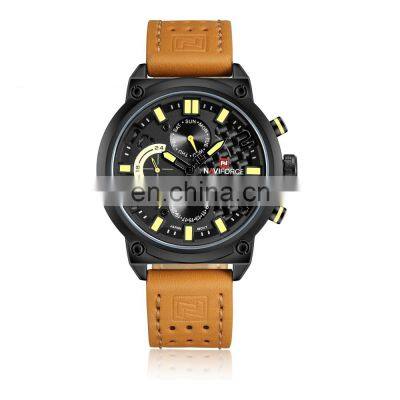 NAVIFORCE 9068 Mens Quartz watch Leather Waterproof Fashion Watch Relogio Masculino