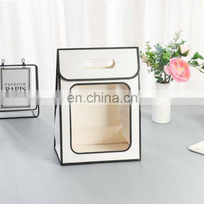 Custom LOGO Fast Delivery Custom Luxury White Paper Bag For Flower Notebook Gift Paper Bag With Window Handbag photo-5