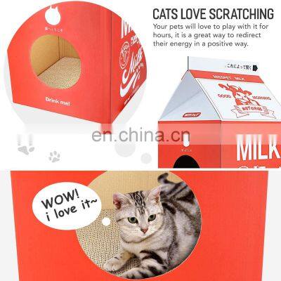 OEM/ODM Cat Condo Cardboard Corrugated Paper Cat Cardboard House With Scratcher photo-3
