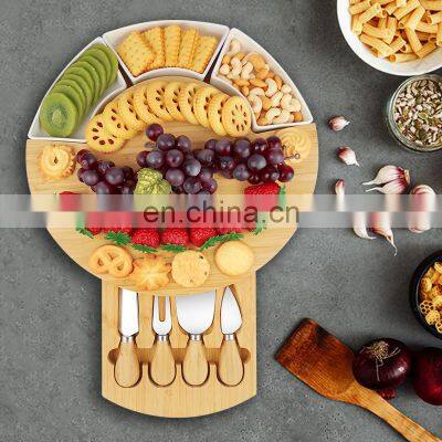 Fancy Gifts Bamboo Charcuterie Cheese Board With Removable Slate For Picnic And Party photo-4