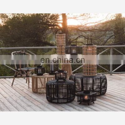 New Design Set Of 3 Black Bamboo Lantern Centerpiece Candle Holder in Bulk European Style Vietnam Supplier