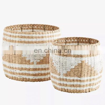 Best Price Multi Color Water Hyacinth Storage Basket Set Of 2 Woven Natural Basket vietnam cheap wholesale