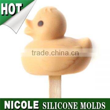 Nicole M0026 3D Yellow Duck Shaped Food Grade Silicone Ice Cream Mould Popsicle Molds