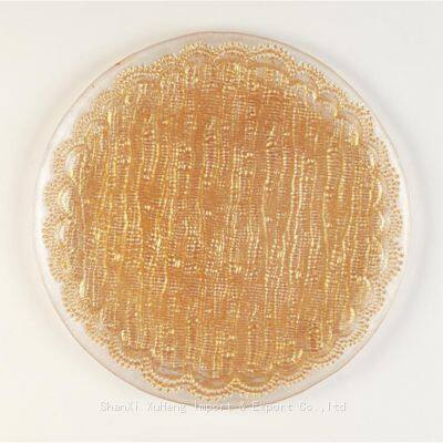 Wholesale Luxury Clear And Gold Colored Blue Rimmed Glass Charger Plate For Wedding Decoration Tableware