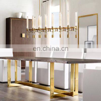 Luxury Living Room Dining Room Bedroom Hotel Decoration Openwork  Decoration Modern Rectangular Glass Led Chandelier