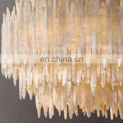 Classic European and American Style Round Selenite Crystal Chandelier for Home and Hotel Decoration Lighting