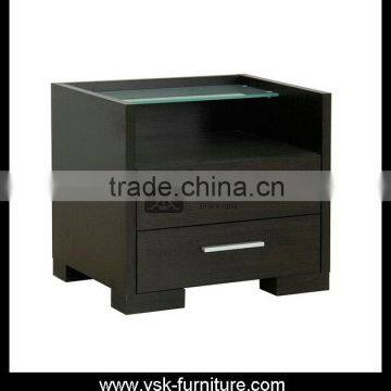 NI-109 Glass Top Bed Cabinet Nightstnad