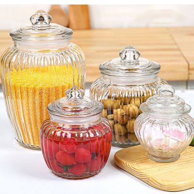 Exquisite Ribbed Glass Storage Jars with Lids - Ideal for Kitchen Pantry, Preserving Snacks & Ingredients!