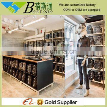 wooden shelf men clothing display furniture for retail store