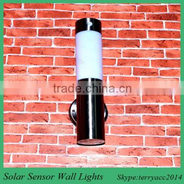 Solar Powered LED Wall Path Wall Light Stainless Steel Sensor Motion Lamp