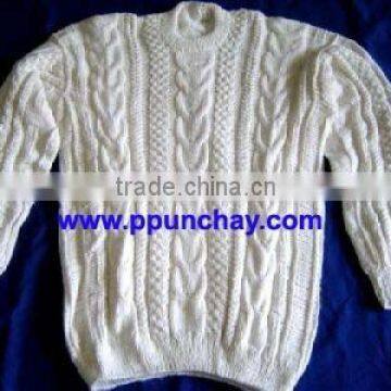 Alpaca Sweater Handmade "L" Peru Crew Neck for Men