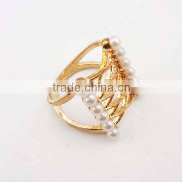 Newest Interlaced Fashion Gold Plating Pearl Ring Jewelry photo-2