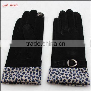 women fashion lamb suede gloves finger touch gloves