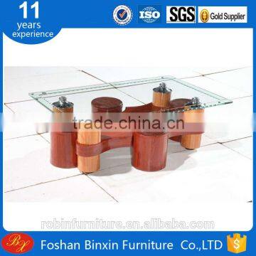 Living room furniture RB-516 rectangular glass&pu coffee table transparent glass tea table with small pu stool