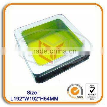 Square cookie tin box with window lid