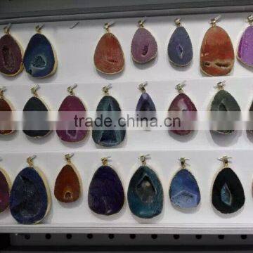 Fashion Natural Crystal Quartz Stone Druzy Rectangle Pendant 2016 Hot Bar Drusy Druzy Pendant photo-3