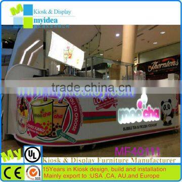 Colorful buble tea kiosk/bubble tea mall kiosk with customized service,low price for sale