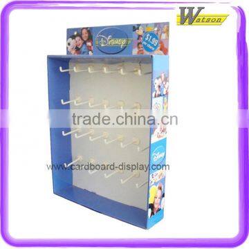 floor standing with plastic hook cardboard display stand for accessories