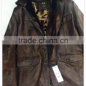 Man PU leather jacket suit for spring or winter Garment stock lot with cheap price - 1036