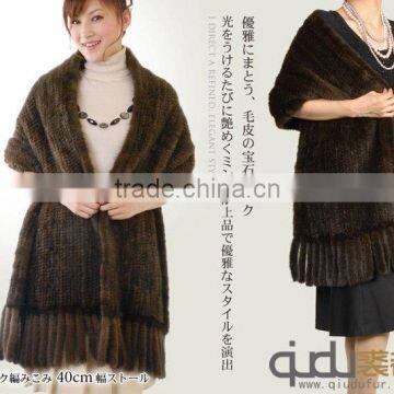 QD-LT8972 Factory Direct Sale Fur Shawl Classic Mink Fur Shawl