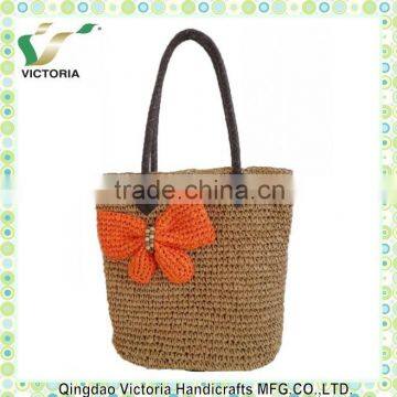 Paper straw beach bags with butterfly decration