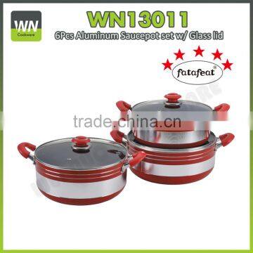 Manufactory aluminium casserole stone coating non-stick casserole set for promotion