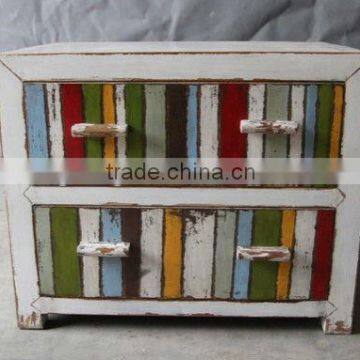 Chinese Antique Colorful Plates Wooden Storage Chest