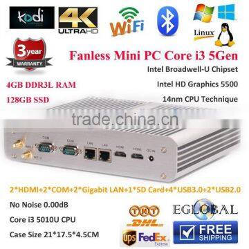 Fanless Industrial IPC Server Intel Core i3 5010U HD5500 Graphics Small Computer 4K HTPC Better Than PIPO X7 Mini PC Windows 8.