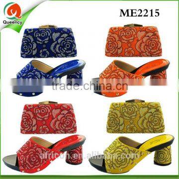 Candy colors high quality unqiue floral pattern shoes and bags ME2215-1 blue