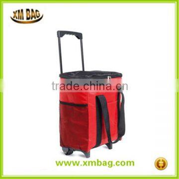 18L large folding insulated rolling cooler bag trolley cooler bag wheeled cooler bag