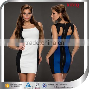 2015 Ladies Hit Color Club Dress,Zip-up Sexy Bodycon Dresses