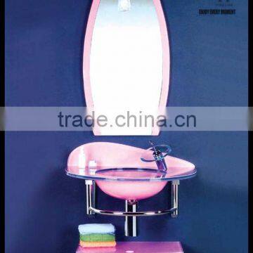 modern cheap pink glass lavabo furniture YL-7027