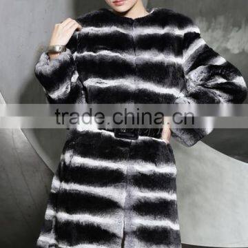 rex14047 Newest fashion rex rabbit skin coat chinchilla color