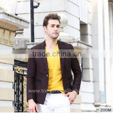 China Menswear Manufacturerr OEM Wholesale Men Slim Fit French Polka Dot Blazer