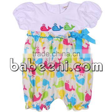 Lovely whale applique short bubble for girls