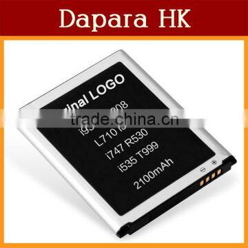 100% Original Replacement Battery For Samsung GALAXY S3 i9300 i9308 L710 i535 2100mAh Free Shipping