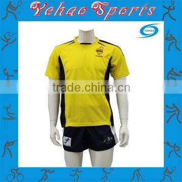 OEM service 100% polyester Sublimation rugby uniform with tackle twill