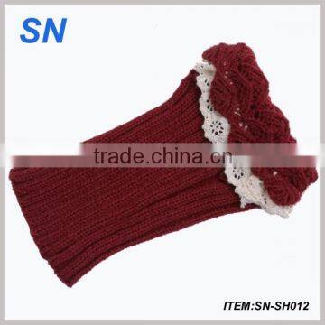 hot selling shorter boot cuffs with crochet lace top