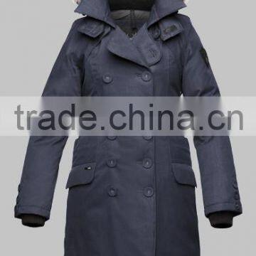 Water repellent woman winter parka with natural fur hood down jacket