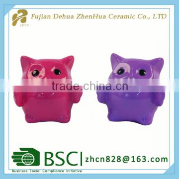 ceramic glazed unique small owl shape money bank