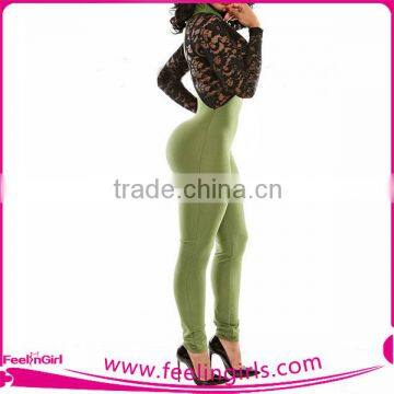 Hot Sale Sexy Opening Front Lace Close-fitting Jumpsuit Women photo-2