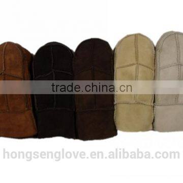 HS143 NEW! Brown Men's 100% REAL SHEEPSKIN SHEARLING NICE & WARM REAL LEATHER Glove& Mitts photo-6