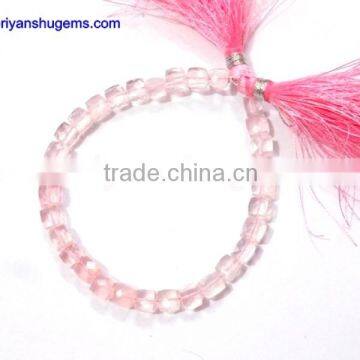 Brilliant rose quartz hand 6-15 mm surface box shape, 7 "chain length 100% natural gem